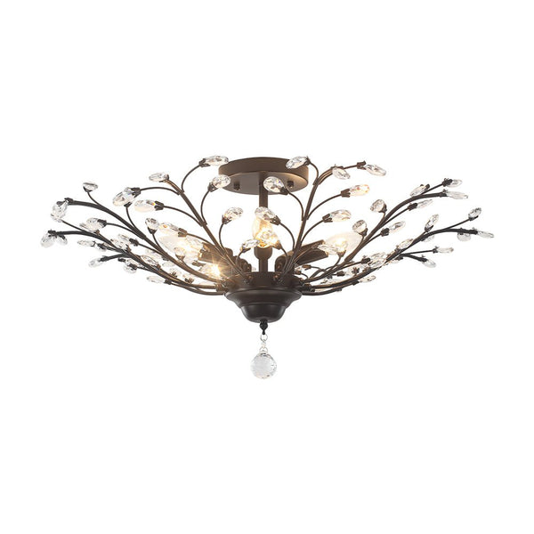 Thehouselights - Crystal Glass Sputnik Branching Semi Flush Chandelier - Chandelier - Black - 