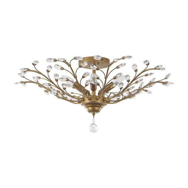 Thehouselights - Crystal Glass Sputnik Branching Semi Flush Chandelier - Chandelier - Black - 