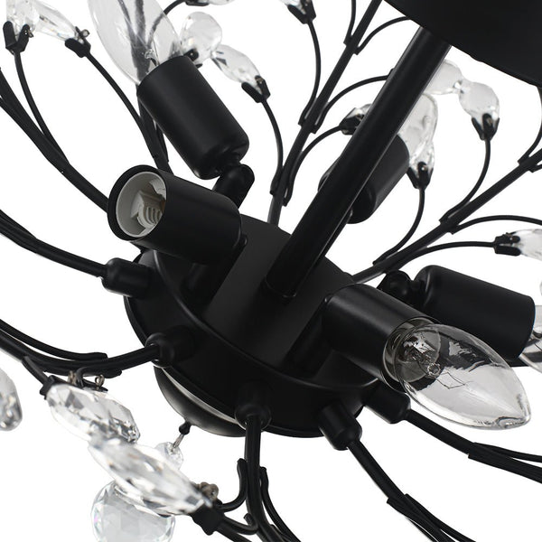 Thehouselights - Crystal Glass Sputnik Branching Semi Flush Chandelier - Chandelier - Black - 