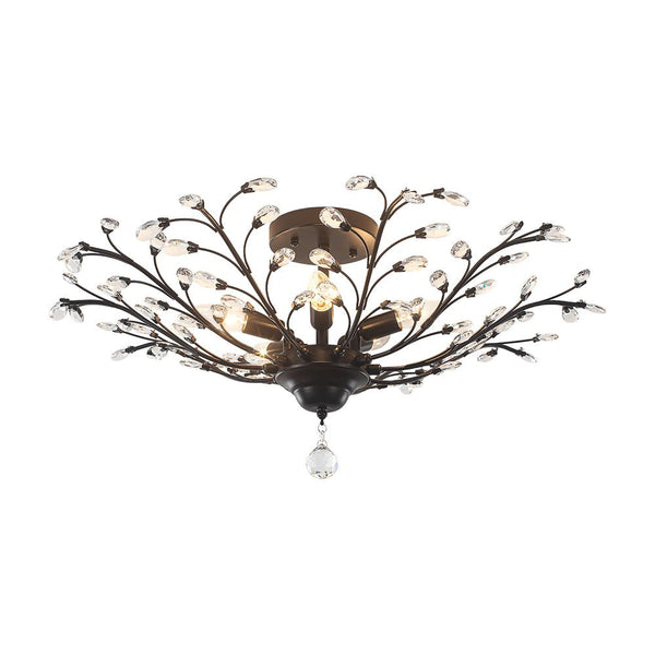 Thehouselights - Crystal Glass Sputnik Branching Semi Flush Chandelier - Chandelier - Black - 