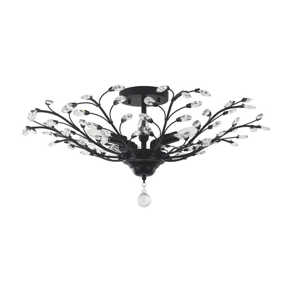 Thehouselights - Crystal Glass Sputnik Branching Semi Flush Chandelier - Chandelier - Black - 