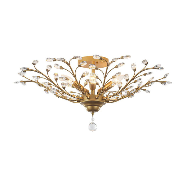 Thehouselights - Crystal Glass Sputnik Branching Semi Flush Chandelier - Chandelier - Black - 