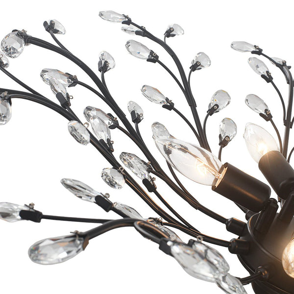 Thehouselights - Crystal Glass Sputnik Branching Semi Flush Chandelier - Chandelier - Black - 