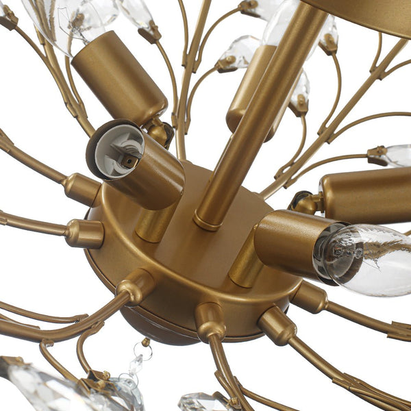 Thehouselights - Crystal Glass Sputnik Branching Semi Flush Chandelier - Chandelier - Brass - 