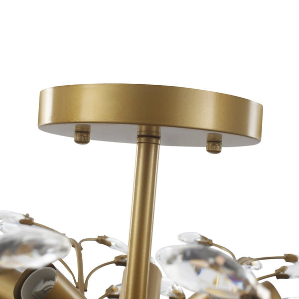 Thehouselights - Crystal Glass Sputnik Branching Semi Flush Chandelier - Chandelier - Brass - 