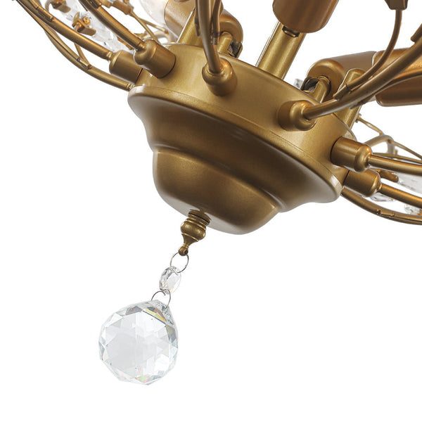 Thehouselights - Crystal Glass Sputnik Branching Semi Flush Chandelier - Chandelier - Brass - 