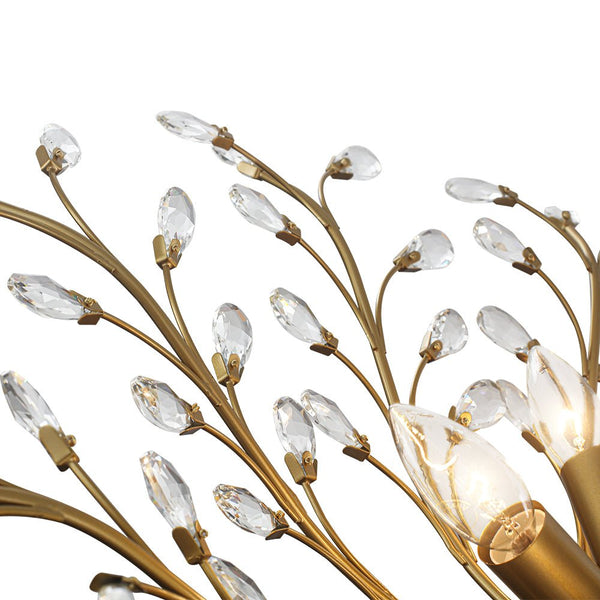 Thehouselights - Crystal Glass Sputnik Branching Semi Flush Chandelier - Chandelier - Brass - 