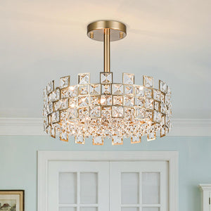 Thehouselights - Crystal Semi Flush Mount - Ceiling Light - Brass - 