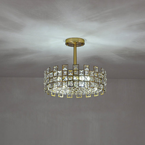 Thehouselights - Crystal Semi Flush Mount - Ceiling Light - Brass - 