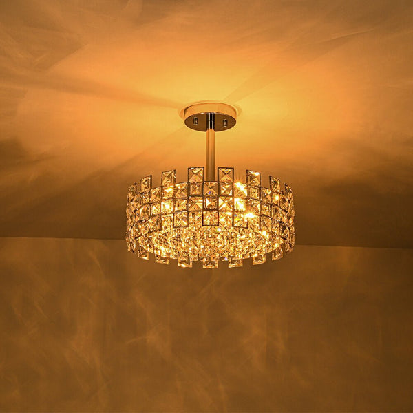 Thehouselights - Crystal Semi Flush Mount - Ceiling Light - Brass - 