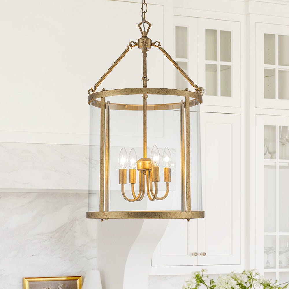 Cylinder Lantern Clear Glass Chandelier Pendant Light | thehouselights ...