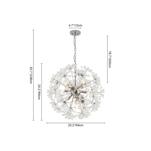 Thehouselights - Dandelion Crystal Dimmable Sputnik Sphere Chandelier - Chandelier - Chrome - 13 - Light