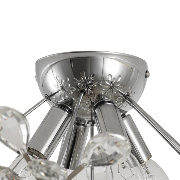 Thehouselights - Dandelion Crystal Sputnik Semi Flush Chandelier - Ceiling Light - Chrome - 