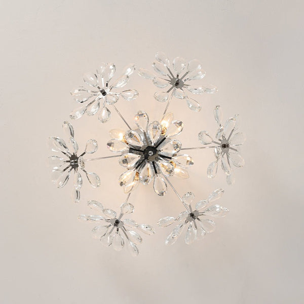Thehouselights - Dandelion Crystal Sputnik Semi Flush Chandelier - Ceiling Light - Chrome - 