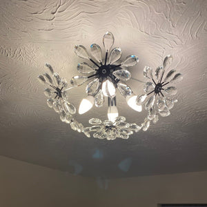 Thehouselights - Dandelion Crystal Sputnik Semi Flush Chandelier - Ceiling Light - Chrome - 