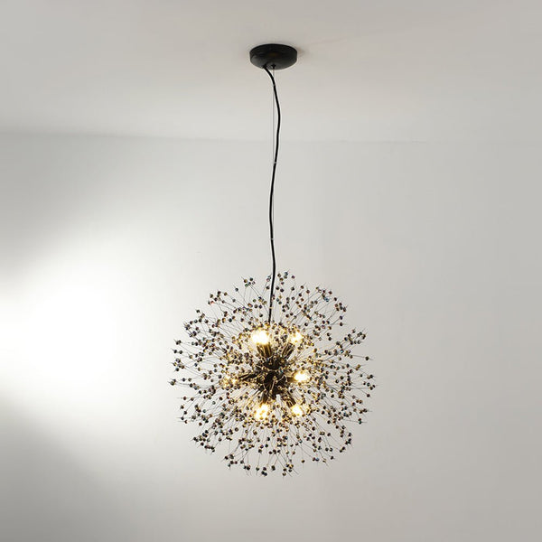 Thehouselights - Dandelion Sputnik Colorful Chandelier with Iridescent Beads - Chandelier - Black - 9 - Light