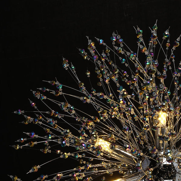 Thehouselights - Dandelion Sputnik Colorful Chandelier with Iridescent Beads - Chandelier - Brass - 9 - Light