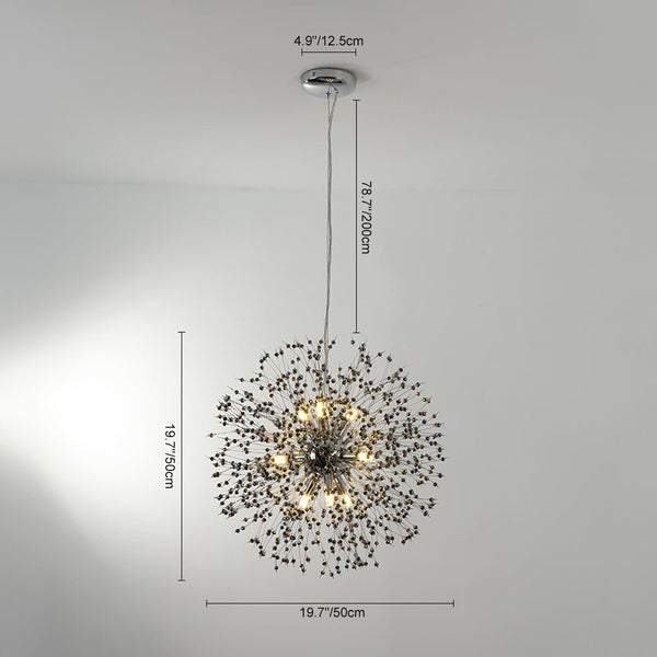 Thehouselights - Dandelion Sputnik Colorful Chandelier with Iridescent Beads - Chandelier - Brass - 9 - Light