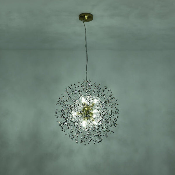 Thehouselights - Dandelion Sputnik Colorful Chandelier with Iridescent Beads - Chandelier - Brass - 9 - Light