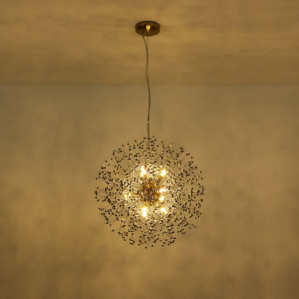 Thehouselights - Dandelion Sputnik Colorful Chandelier with Iridescent Beads - Chandelier - Brass - 9 - Light