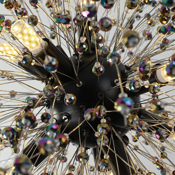 Thehouselights - Dandelion Sputnik Colorful Chandelier with Iridescent Beads - Chandelier - Brass - 9 - Light