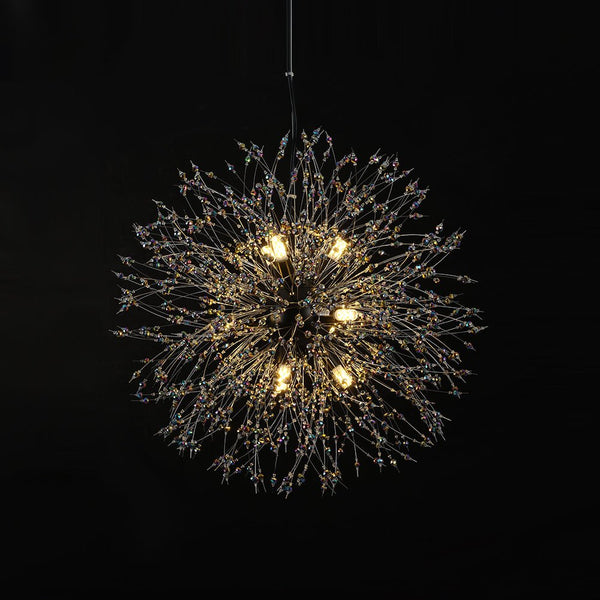 Thehouselights - Dandelion Sputnik Colorful Chandelier with Iridescent Beads - Chandelier - Brass - 9 - Light