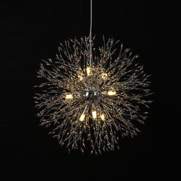 Thehouselights - Dandelion Sputnik Colorful Chandelier with Iridescent Beads - Chandelier - Brass - 9 - Light