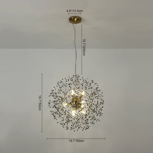 Thehouselights - Dandelion Sputnik Colorful Chandelier with Iridescent Beads - Chandelier - Brass - 9 - Light