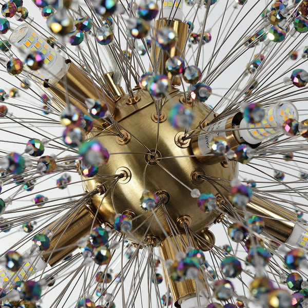 Thehouselights - Dandelion Sputnik Colorful Chandelier with Iridescent Beads - Chandelier - Chrome - 9 - Light