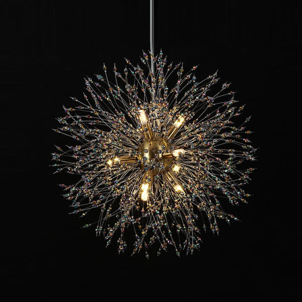 Thehouselights - Dandelion Sputnik Colorful Chandelier with Iridescent Beads - Chandelier - Chrome - 9 - Light