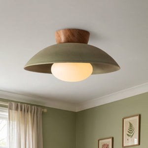 Thehouselights-Designer 1-Light Nordic Dome Semi Flush Mount-Ceiling Light-Vintage Green-