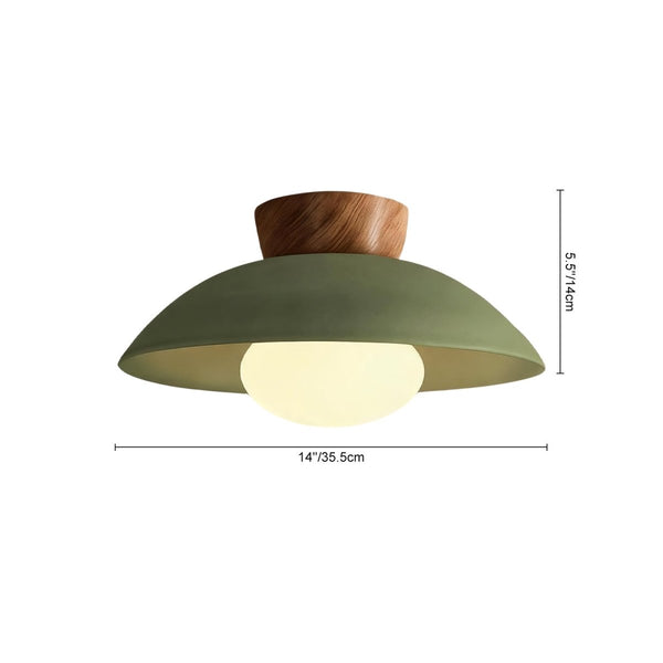 Thehouselights-Designer 1-Light Nordic Dome Semi Flush Mount-Ceiling Light-Vintage Green-