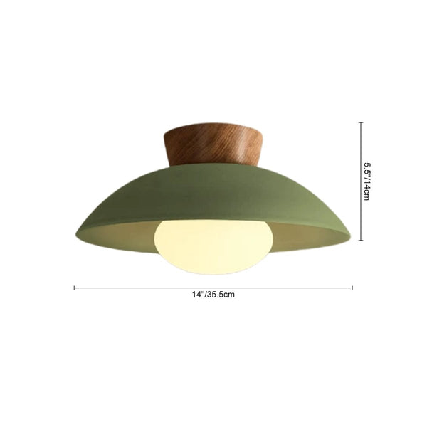 Thehouselights-Designer 1-Light Nordic Dome Semi Flush Mount-Ceiling Light-Vintage Green-