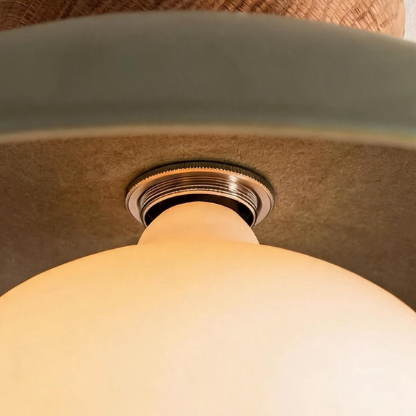 Thehouselights-Designer 1-Light Nordic Dome Semi Flush Mount-Ceiling Light-Vintage Green-
