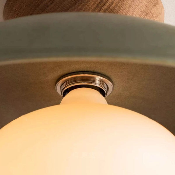Thehouselights-Designer 1-Light Nordic Dome Semi Flush Mount-Ceiling Light-Vintage Green-