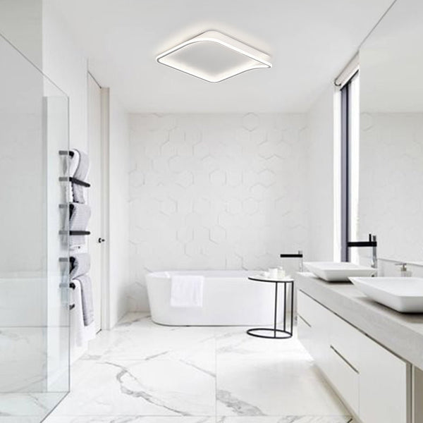 Thehouselights-Designer Sleek Square LED Flush Mount-Ceiling Light-Cool White-White