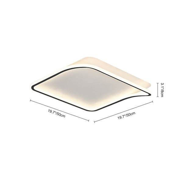 Thehouselights-Designer Sleek Square LED Flush Mount-Ceiling Light-Cool White-White