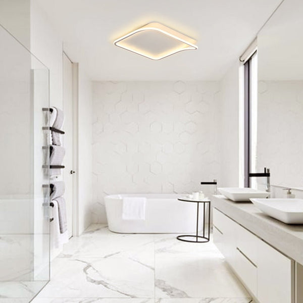 Thehouselights-Designer Sleek Square LED Flush Mount-Ceiling Light-Warm White-Black