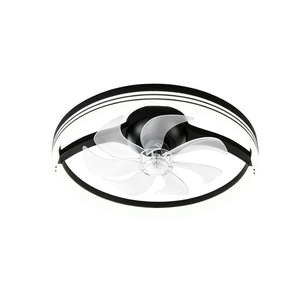 Thehouselights-Dimmable Indoor Bedroom Flush Mount Ceiling Fan with Light-Ceiling Light-White-