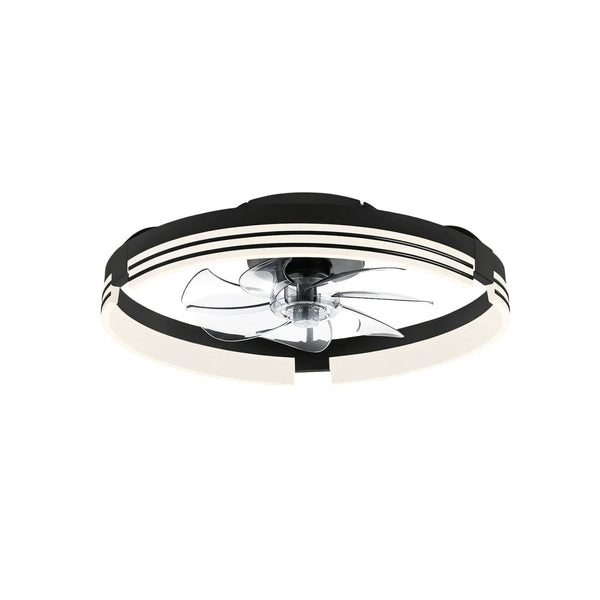 Thehouselights-Dimmable Indoor Bedroom Flush Mount Ceiling Fan with Light-Ceiling Light-White-
