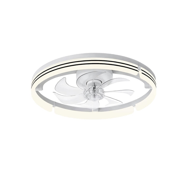 Thehouselights-Dimmable Indoor Bedroom Flush Mount Ceiling Fan with Light-Ceiling Light-White-