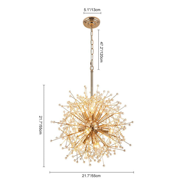 Thehouselights - Dimmable Sputnik Dandelion Starburst Chandelier - Chandelier - Brass - 9 - Light