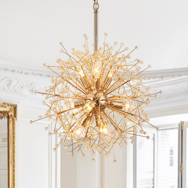 Thehouselights - Dimmable Sputnik Dandelion Starburst Chandelier - Chandelier - Brass - 9 - Light