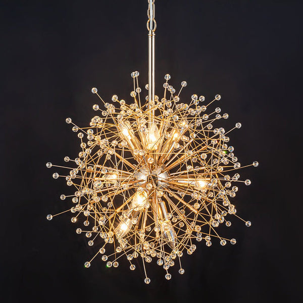 Thehouselights - Dimmable Sputnik Dandelion Starburst Chandelier - Chandelier - Brass - 9 - Light