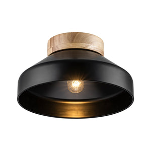 Thehouselights-Dome Shade Drum Semi Flush Mount-Ceiling Light-Black-