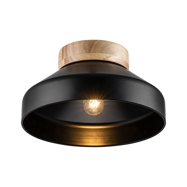 Thehouselights-Dome Shade Drum Semi Flush Mount-Ceiling Light-Black-