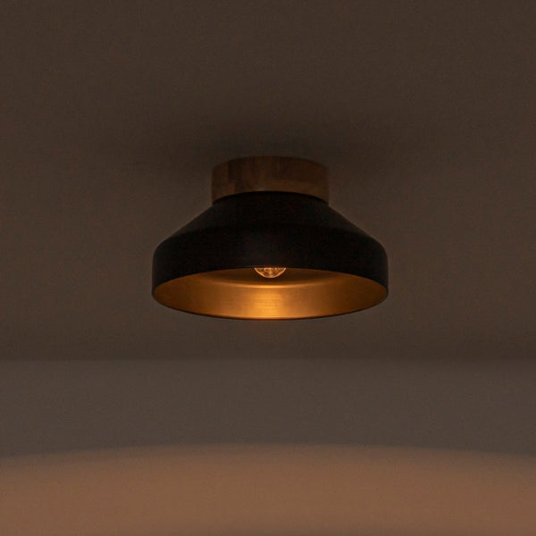 Thehouselights-Dome Shade Drum Semi Flush Mount-Ceiling Light-Black-