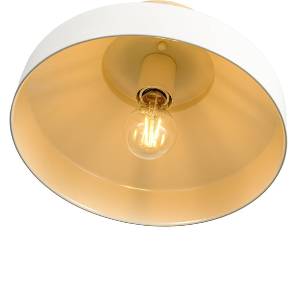 Thehouselights-Dome Shade Drum Semi Flush Mount-Ceiling Light-Cream-