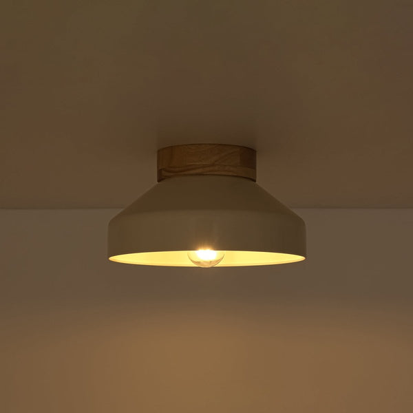 Thehouselights-Dome Shade Drum Semi Flush Mount-Ceiling Light-Cream-