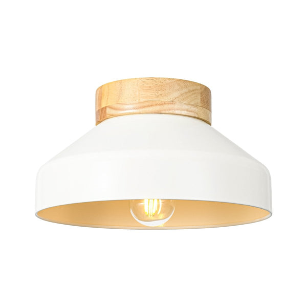 Thehouselights-Dome Shade Drum Semi Flush Mount-Ceiling Light-Cream-